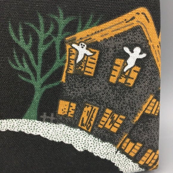 Rachel Ashwell Halloween Black Tablecloth 60" R Haunted House Pumpkin Ghost Cat - Picture 3 of 8